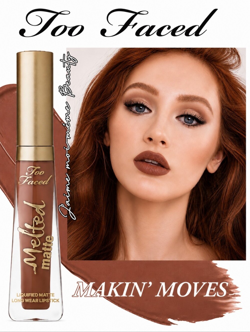 Too Faced Liquid Plumping Matte Lipstick Makin Moves -Deep Nude Rosey Brown